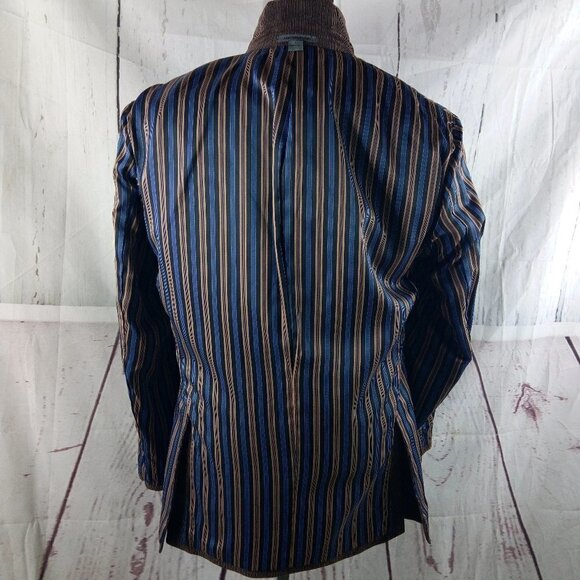 Johnston & Murphy Size L Polyester Blend 3 Btn Brown Pinstripe Blazer Sport Coat - Picture 11 of 12